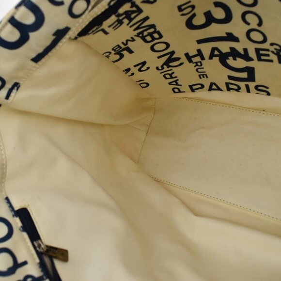 CHANEL Logo By Sea Shoulder Tote Bag Canvas Leather White Blue Italy 85KB313 - Picture 11 of 16